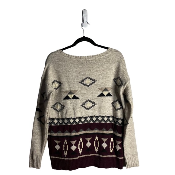 American Eagle Aztec Tribal Crewneck Soft Knit Wool Sweater - Picture 8 of 8